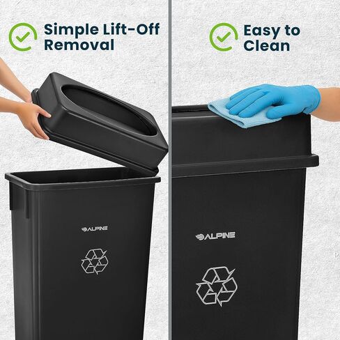 Alpine Industries Slim Trash Can Lid - Compact Garbage Bin Cover - Durable Slender Varied Plastic Top Minimize Odors and Keep Litter Inside and Unseen - Drop Shot Lid - Black in Saudi Arabia