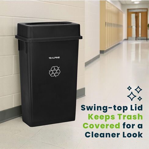 Alpine Industries Slim Trash Can Lid - Compact Garbage Bin Cover - Durable Slender Varied Plastic Top Minimize Odors and Keep Litter Inside and Unseen - Drop Shot Lid - Black in Saudi Arabia