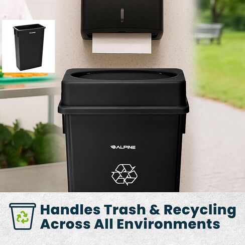 Alpine Industries Slim Trash Can Lid - Compact Garbage Bin Cover - Durable Slender Varied Plastic Top Minimize Odors and Keep Litter Inside and Unseen - Drop Shot Lid - Black in Saudi Arabia