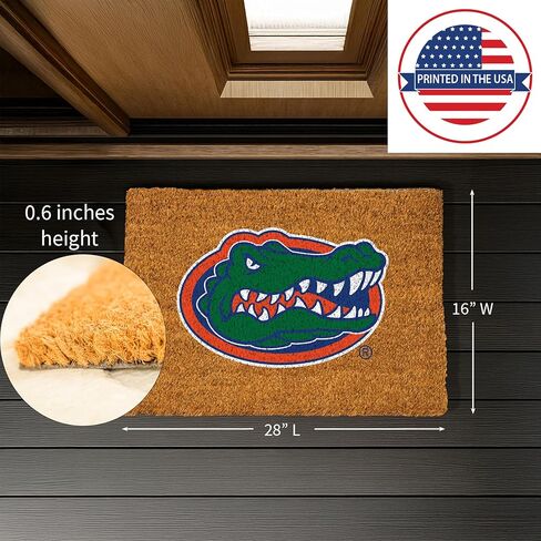 Team Sports America NCAA University of Florida Natural Coir Doormat | Official Full Color Team Logo | 28 x 16 Inches | Non Slip Back | Front Door Welcome Floor Mats | Indoor Outdoor Entrance Rug in Saudi Arabia