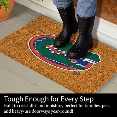 Team Sports America NCAA University of Florida Natural Coir Doormat | Official Full Color Team Logo | 28 x 16 Inches | Non Slip Back | Front Door Welcome Floor Mats | Indoor Outdoor Entrance Rug in Saudi Arabia