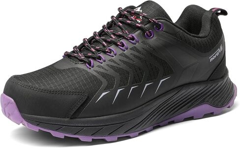NORTIV 8 Women's Waterproof Hiking Shoes Lightweight Low-Top Trekking Trail Walking Shoes Outdoor Sneakers Black Purple 8.5 M US SNHS223W in Saudi Arabia