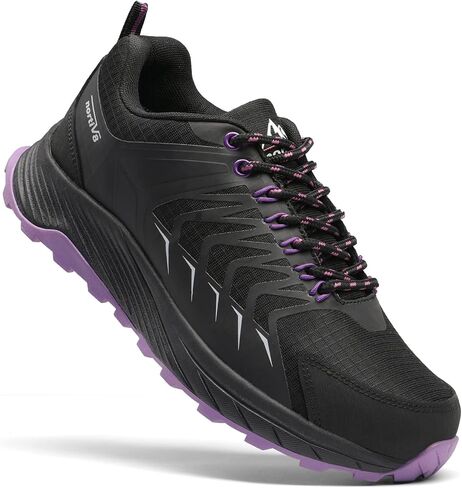 NORTIV 8 Women's Waterproof Hiking Shoes Lightweight Low-Top Trekking Trail Walking Shoes Outdoor Sneakers Black Purple 8.5 M US SNHS223W in Saudi Arabia