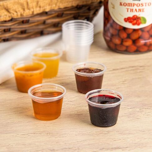 GUSTO 1 oz Jello Shot Cups [250 Count] Small Disposable Plastic Cups for Condiments, Sauces, Dressings, Samples & Tastings – Durable, Stackable (Formerly Comfy Package) in Saudi Arabia