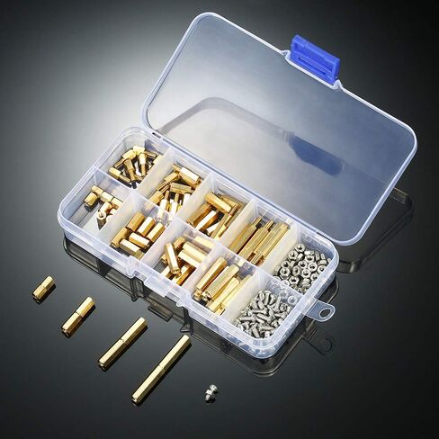 180 Pieces M2.5 Male Female Hex Brass Spacer Standoff Screw Nut Bolt Motherboard Assortment Kit in Saudi Arabia