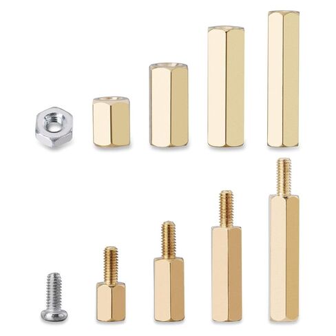 180 Pieces M2.5 Male Female Hex Brass Spacer Standoff Screw Nut Bolt Motherboard Assortment Kit in Saudi Arabia