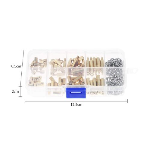 180 Pieces M2.5 Male Female Hex Brass Spacer Standoff Screw Nut Bolt Motherboard Assortment Kit in Saudi Arabia