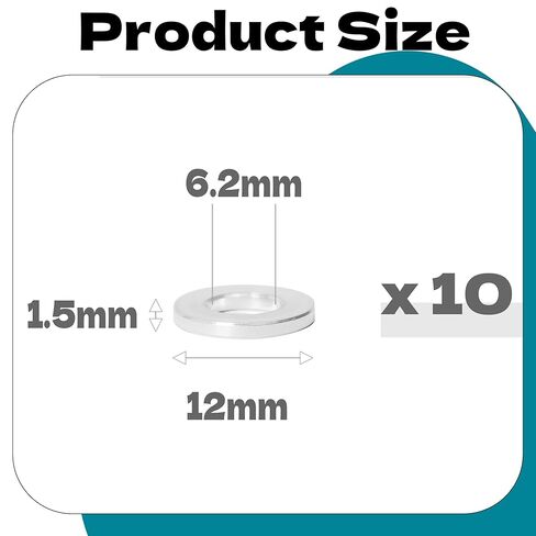 10Pcs M6 Aluminum Spacers, Metal Spacer Aluminum Round 6.2mm ID x 12mm OD x 1.5mm L Thickness Screw Standoff for M6 Screw Bolts Silver in Saudi Arabia