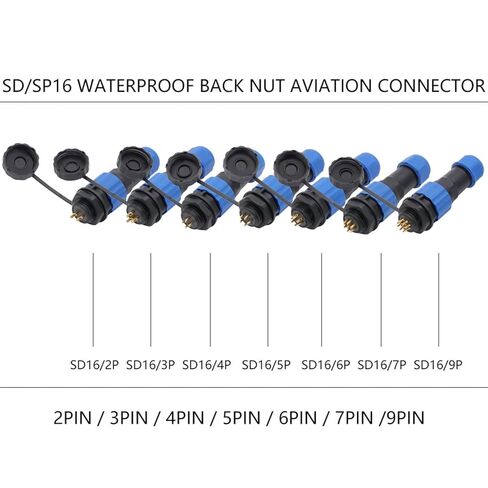 10Sets SD16 Aviation Plug Socket Male + Female 2/3/4/5/6/7/9 Pins SP16 16mm Circular Power Aviation Connector(SD16-9P) in Saudi Arabia