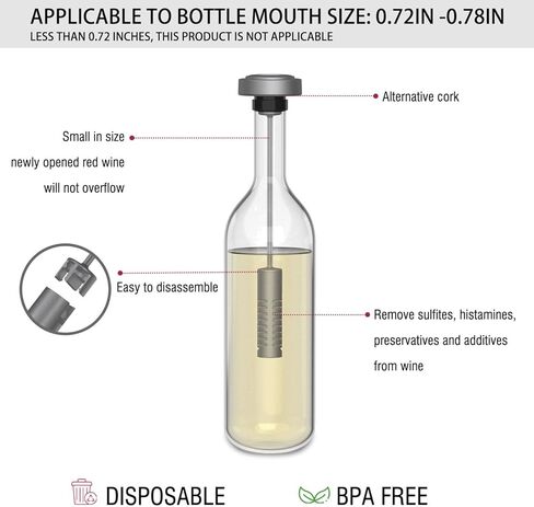 Wine Wand Filter Sulfite Purifier: Wine Filters Remover Histamines Sulfite - Alleviates Headaches Prevent Wine Sensitivities With Contains 4 Filter Boxes (Silver) in Saudi Arabia