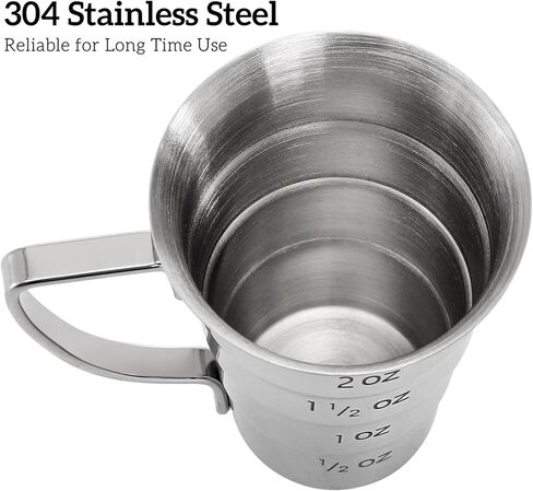 4 قطع من أدوات الركض المتدرجة بمقبض، 2 أونصة من أدوات الكوكتيل للسقاية، 304 أكواب قياس المشروبات الكحولية من الفولاذ المقاوم للصدأ، كوب قياس الجرعات لمستلزمات البار والمطاعم، آمن للاستخدام في غسالة الأطباق، فضي in Kuwait