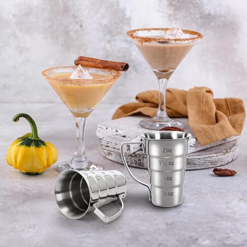 4 قطع من أدوات الركض المتدرجة بمقبض، 2 أونصة من أدوات الكوكتيل للسقاية، 304 أكواب قياس المشروبات الكحولية من الفولاذ المقاوم للصدأ، كوب قياس الجرعات لمستلزمات البار والمطاعم، آمن للاستخدام في غسالة الأطباق، فضي in Kuwait