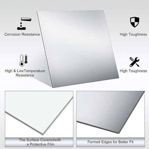 Gisafai 5 Pcs 304 Stainless Steel Sheets Stainless Steel Plates Mirror Surface Polishing Finish Stainless Steel Shim Plates Metal Sheets for Crafts Kitchen DIY Making (11.81 x 11.81 x 0.016 Inch) in Saudi Arabia