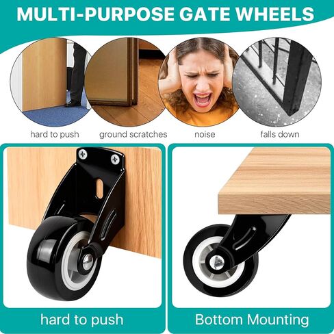 8 Pcs Small Gate Wheel 2 Inch Wooden Gate Wheel, Anti-Sag Door Bottom Support Wheels with Mounting Screws, Vertical/Bottom Mounting Furniture fix Rollers in Saudi Arabia