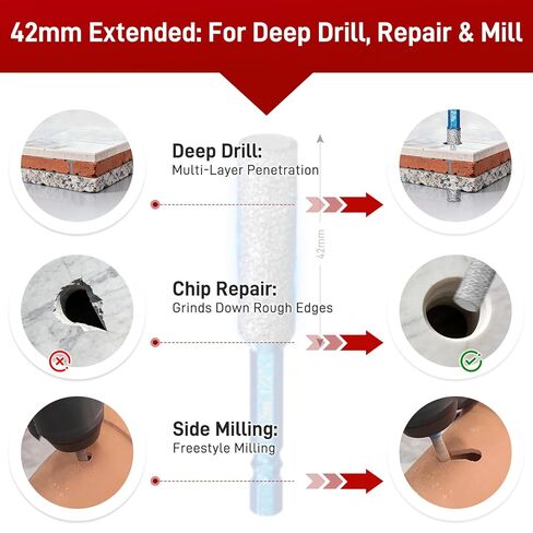 8-Pack Diamond Drill Bits for Ceramic, 2-in-1 Drilling & Milling Tile Drill Bits with Built-in Cooling Wax, Hex Shank Vacuum Brazed for Porcelain Glass Marble Granite Home DIY Renovation in Saudi Arabia