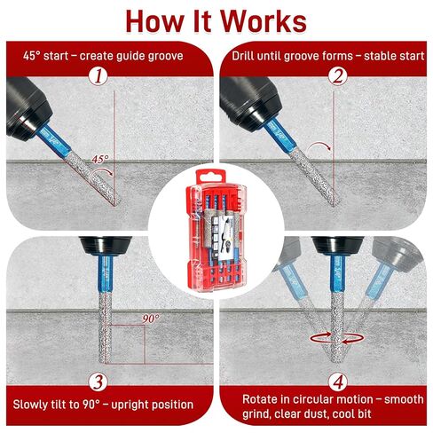 8-Pack Diamond Drill Bits for Ceramic, 2-in-1 Drilling & Milling Tile Drill Bits with Built-in Cooling Wax, Hex Shank Vacuum Brazed for Porcelain Glass Marble Granite Home DIY Renovation in Saudi Arabia