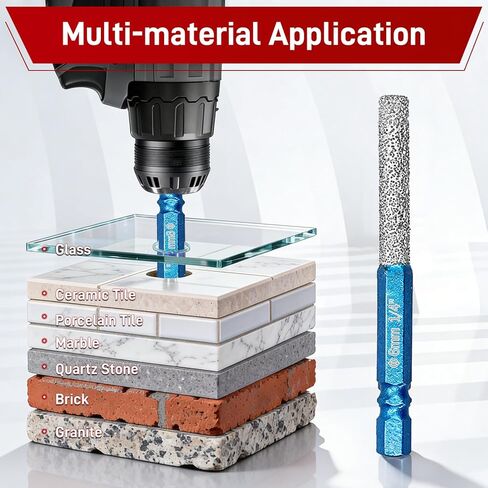 8-Pack Diamond Drill Bits for Ceramic, 2-in-1 Drilling & Milling Tile Drill Bits with Built-in Cooling Wax, Hex Shank Vacuum Brazed for Porcelain Glass Marble Granite Home DIY Renovation in Saudi Arabia