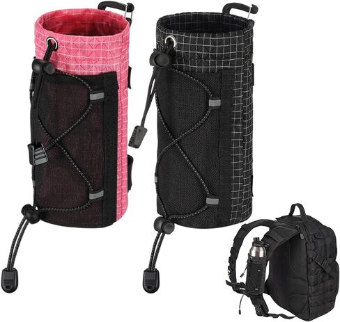 Water Bottle Holder Pouches with Hook Buckle, Sports Water Bottle Mesh Bag for Backpack Straps for Hiking, Running, Travel, Cycling in Saudi Arabia