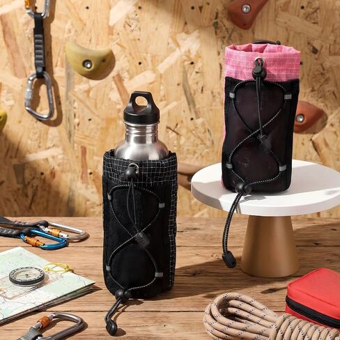 Water Bottle Holder Pouches with Hook Buckle, Sports Water Bottle Mesh Bag for Backpack Straps for Hiking, Running, Travel, Cycling in Saudi Arabia