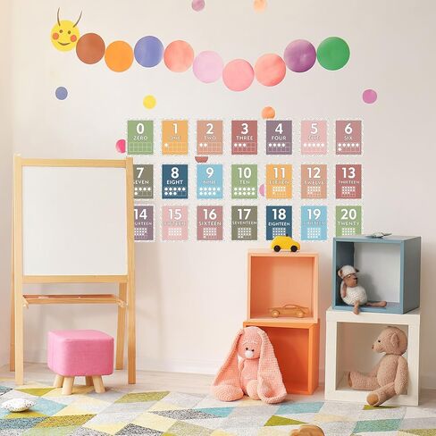 AnyDesign 21Pcs Boho Number Charts 0-20 Mathematics Poster Neutral Color Polka Dot Educational Posters for Back to School Math Learning Home Classroom Bulletin Board Wall Decor in Saudi Arabia