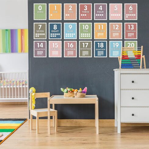AnyDesign 21Pcs Boho Number Charts 0-20 Mathematics Poster Neutral Color Polka Dot Educational Posters for Back to School Math Learning Home Classroom Bulletin Board Wall Decor in Saudi Arabia