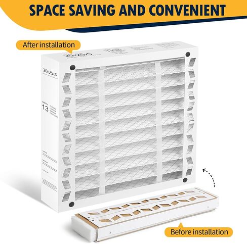 DerBlue 2PCS 20x25x5 MERV 13 Furnace Filter Replacement Compatible with Lennox X6673 HCF20 Pleated HVAC,Foldable Design for Easy Installation & Space-Saving (Actual Size: 19.75 x 24.75 x 4.38 In) in Saudi Arabia