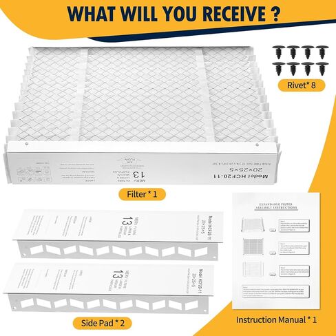 DerBlue 2PCS 20x25x5 MERV 13 Furnace Filter Replacement Compatible with Lennox X6673 HCF20 Pleated HVAC,Foldable Design for Easy Installation & Space-Saving (Actual Size: 19.75 x 24.75 x 4.38 In) in Saudi Arabia