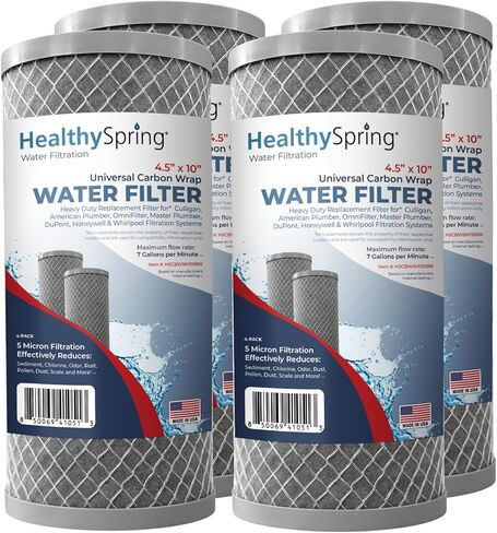 صناعة أمريكية، فلتر كربون صحي 5 ميكرون للمنزل بالكامل متوافق مع Dupont WFHDC8001، سلسلة EP، سلسلة EPM، NCP-BB-10، GE FXHTC، GXWH40L، GXWH35F، GNWH38S، CTO10BB، AO-WH-PREL-RCP، 4 عبوات in Kuwait