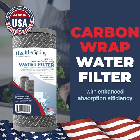 صناعة أمريكية، فلتر كربون صحي 5 ميكرون للمنزل بالكامل متوافق مع Dupont WFHDC8001، سلسلة EP، سلسلة EPM، NCP-BB-10، GE FXHTC، GXWH40L، GXWH35F، GNWH38S، CTO10BB، AO-WH-PREL-RCP، 4 عبوات in Kuwait