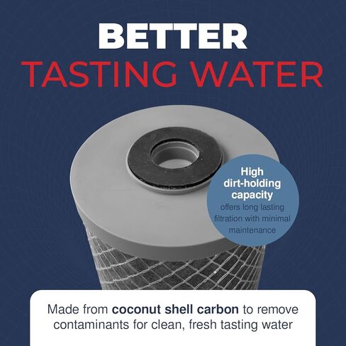 صناعة أمريكية، فلتر كربون صحي 5 ميكرون للمنزل بالكامل متوافق مع Dupont WFHDC8001، سلسلة EP، سلسلة EPM، NCP-BB-10، GE FXHTC، GXWH40L، GXWH35F، GNWH38S، CTO10BB، AO-WH-PREL-RCP، 4 عبوات in Kuwait