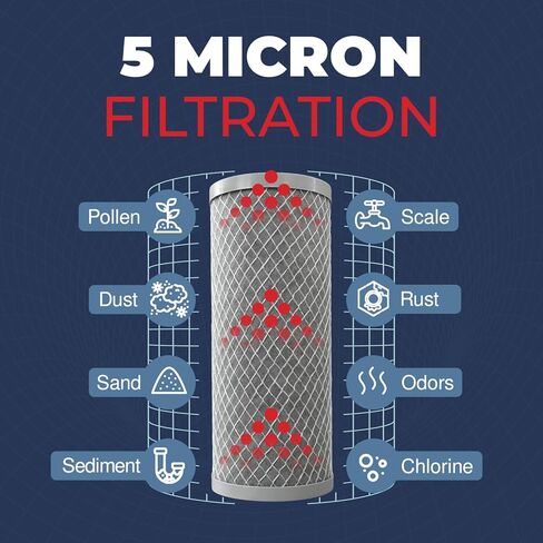 صناعة أمريكية، فلتر كربون صحي 5 ميكرون للمنزل بالكامل متوافق مع Dupont WFHDC8001، سلسلة EP، سلسلة EPM، NCP-BB-10، GE FXHTC، GXWH40L، GXWH35F، GNWH38S، CTO10BB، AO-WH-PREL-RCP، 4 عبوات in Kuwait