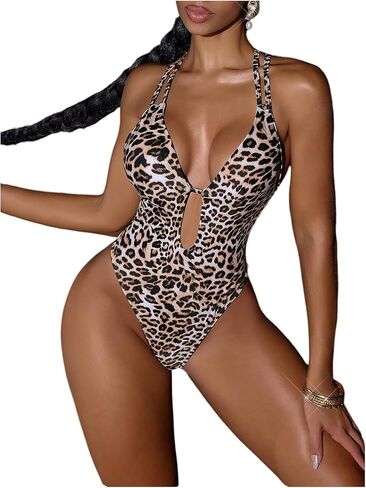 Milumia Women's Leopard Print One Piece Swimsuit Tummy Control Criss Cross Back Bathing Suits in Saudi Arabia