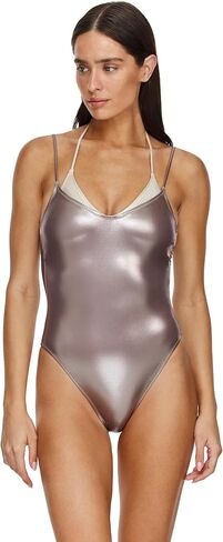 Gottex Flirtt Layered V-Neck One Piece - Removable Soft Cups, Adjustable Straps & Halter Tie, Light Bottom Coverage in Saudi Arabia