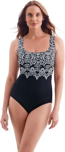 ملابس سباحة نسائية Garland Edge Double X-Back Tank قطعة واحدة، أسود/أبيض، 10 in Saudi Arabia