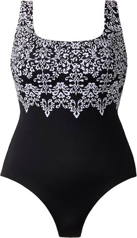 ملابس سباحة نسائية Garland Edge Double X-Back Tank قطعة واحدة، أسود/أبيض، 10 in Saudi Arabia