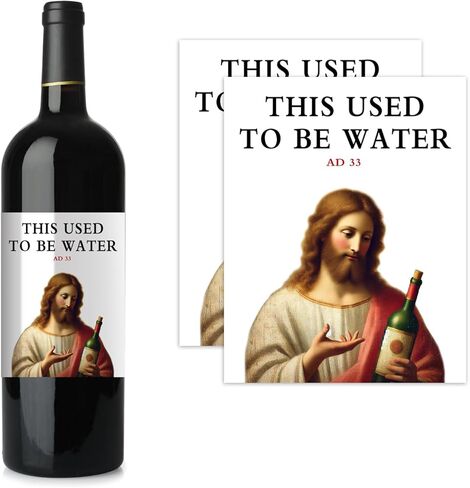2pcs Funny Wine Bottle Labels – "This Used to Be Water" –Gag Gift, Novelty Wine Stickers for Easter, Birthday Parties, White Elephant Gift in Kuwait