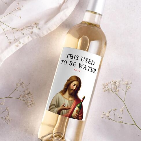 2pcs Funny Wine Bottle Labels – "This Used to Be Water" –Gag Gift, Novelty Wine Stickers for Easter, Birthday Parties, White Elephant Gift in Kuwait
