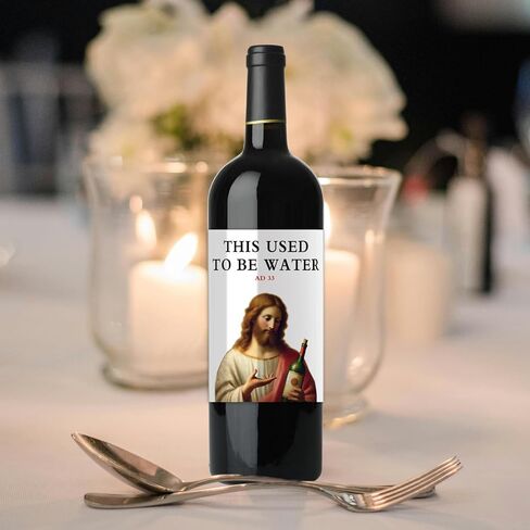 2pcs Funny Wine Bottle Labels – "This Used to Be Water" –Gag Gift, Novelty Wine Stickers for Easter, Birthday Parties, White Elephant Gift in Kuwait
