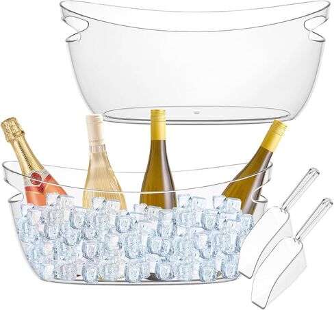 2 PCS Clear Ice Bucket Set - 5L Ice Buckets for Parties with Ice Bucket Scoop, Champagne Beer Tub Wine Beverage Bucket for Cocktail Bar, Parties, and Events in Saudi Arabia