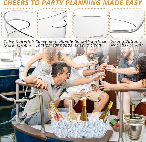 2 PCS Clear Ice Bucket Set - 5L Ice Buckets for Parties with Ice Bucket Scoop, Champagne Beer Tub Wine Beverage Bucket for Cocktail Bar, Parties, and Events in Saudi Arabia