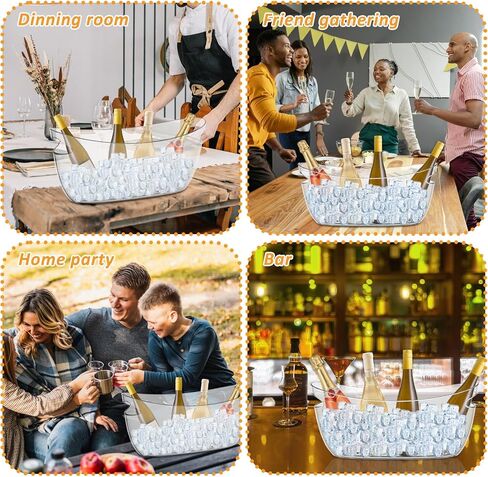 2 PCS Clear Ice Bucket Set - 5L Ice Buckets for Parties with Ice Bucket Scoop, Champagne Beer Tub Wine Beverage Bucket for Cocktail Bar, Parties, and Events in Saudi Arabia
