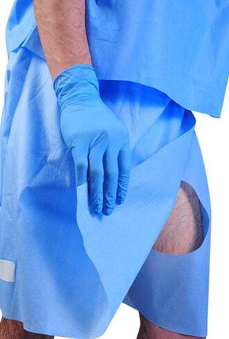 Disposable Urology and Colonoscopy Exam Shorts – S/L – 50 Count – Blue SMS – Open-Access Flap Design – Elastic Waist – Fluid-Resistant – Latex-Free – Made in USA – DG (R) in Saudi Arabia