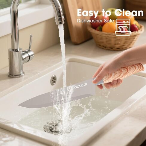 Knife Set, 8 Piece Kitchen Knife Set, Stainless Steel Knives Set for Kitchen, Universal Knife Block Set, Kitchen Kinfe Essentials, New Home Apartment Essentials, Dishwasher Safe (Khaki) in Kuwait