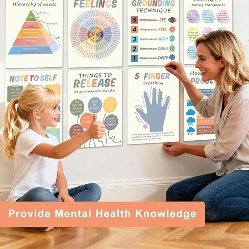 9 قطع من ملصقات الصحة العقلية من famassiser، ديكور مكتب استشاري ملهم، فن جداري للتأكيد الإيجابي لغرفة العلاج والفصول الدراسية والمكتب المنزلي (10 بوصة × 14 بوصة) in Kuwait