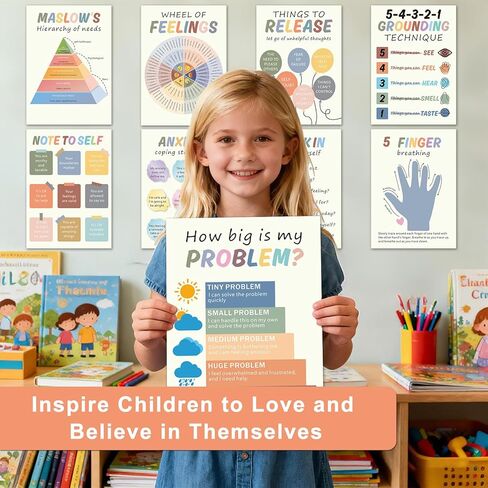 9 قطع من ملصقات الصحة العقلية من famassiser، ديكور مكتب استشاري ملهم، فن جداري للتأكيد الإيجابي لغرفة العلاج والفصول الدراسية والمكتب المنزلي (10 بوصة × 14 بوصة) in Kuwait