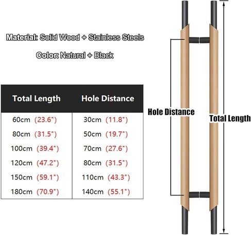 Solid Wood Door Pull Handle for Glass Door Modern Front Door Long Push Pull Handle Commercial Bar Pull Handle for Shops/Residential (Color: Style1 Size: 100X70cm) in Saudi Arabia