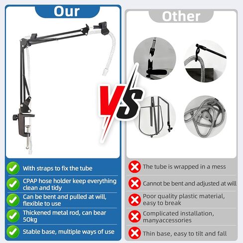 حامل خرطوم CPAP للسرير مع ذراع دوار قابل للتعديل - شماعة خرطوم C/APAP خالية من التشابك - تمنع تسرب الأنبوب والتشابك والانسداد لتجعلك تنام بشكل أفضل in Kuwait