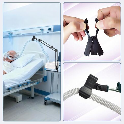 حامل خرطوم CPAP للسرير مع ذراع دوار قابل للتعديل - شماعة خرطوم C/APAP خالية من التشابك - تمنع تسرب الأنبوب والتشابك والانسداد لتجعلك تنام بشكل أفضل in Kuwait