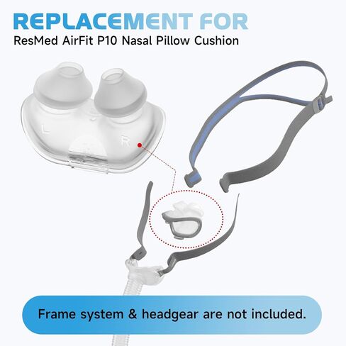 استبدال وسادة الأنف P10 من أجل وسادة قناع الأنف ResMed AirFit P10 CPAP، ملحقات وسادة وسادة الأنف مزدوجة الجدار من السيليكون الناعم - متوسط in Kuwait