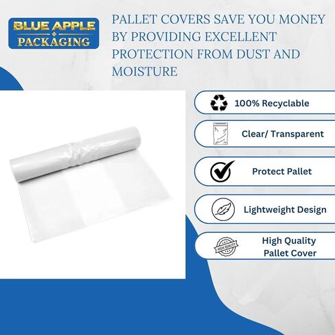 48" X 46" X 72" Clear Pallet Cover 1.5 Mil (Pack of 75) Plastic Pallet Top Cover on Rolls Dust & Moisture Protection Warehouse & Shipping Fits 48" x 40" Pallets up to 49" High in Saudi Arabia
